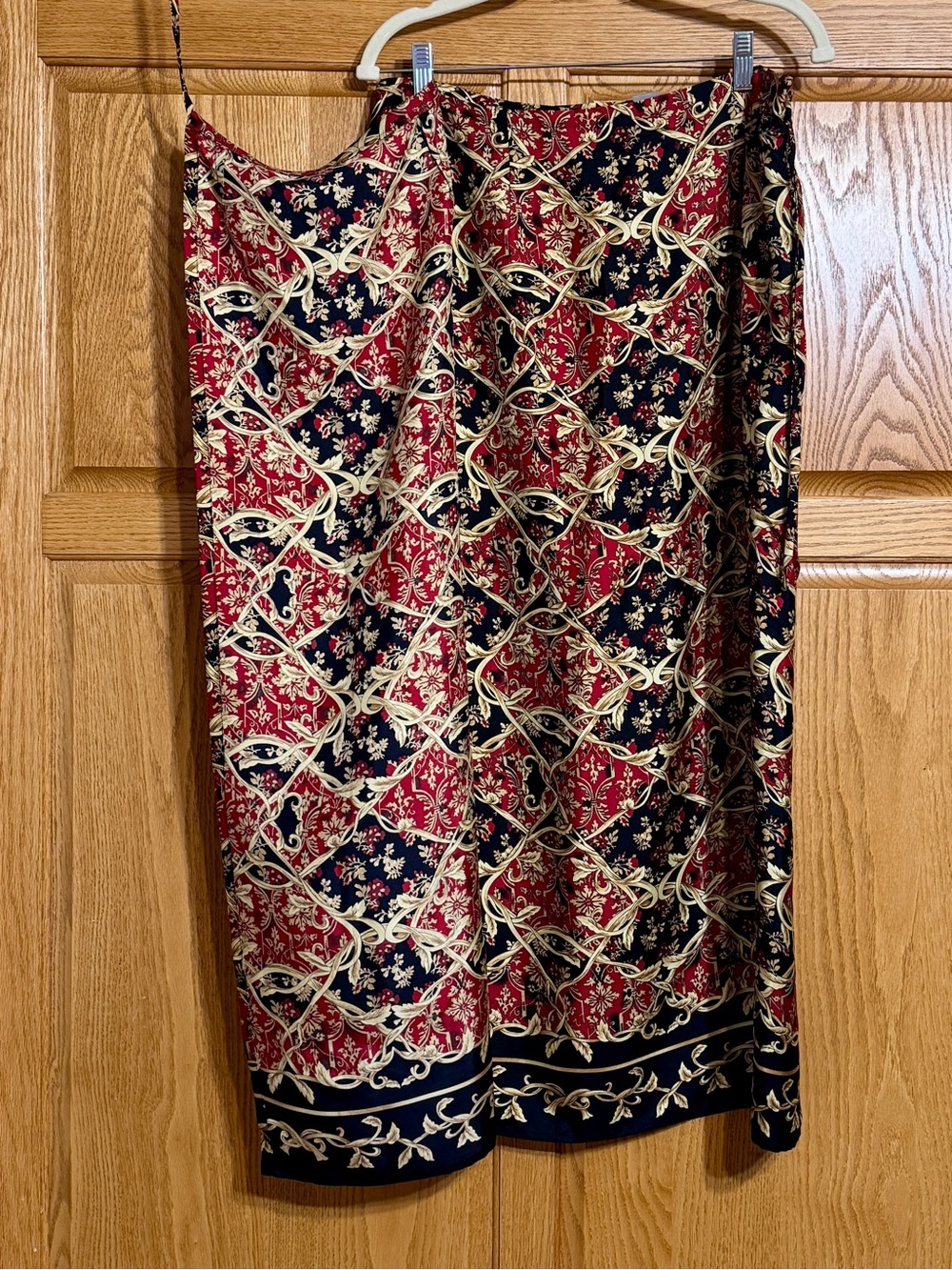 Liz Claiborne Collection 100% Silk Maxi Wrap Skirt Sz 12 Baroque Ribbon Print - Picture 6 of 7